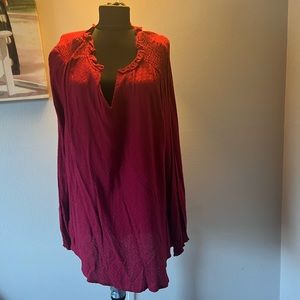 🌈Soulmates plus red long sleeve open neck blouse, 2x